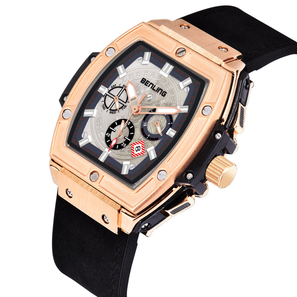 Big Bang Series : Square Chrono Steel Watch with Japanese Quartz Movement & Date Display
