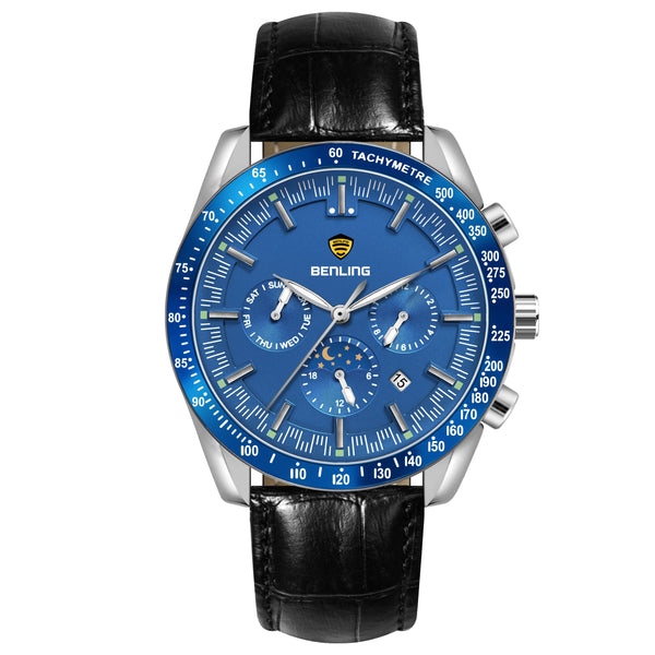 Benling Legacy Chrono Automatic Watch for Men with Interchangeable Leather Strap & Stainless Steel Chain –  A Masterpiece of Mechanical Precision