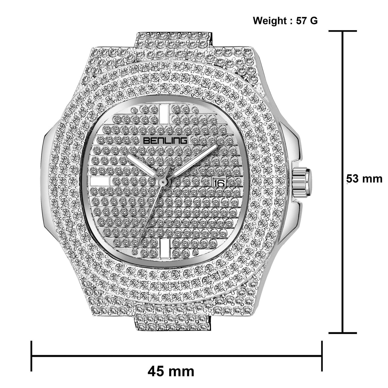 BENLING Analog Square Diamond Studded Unisex Watch.
