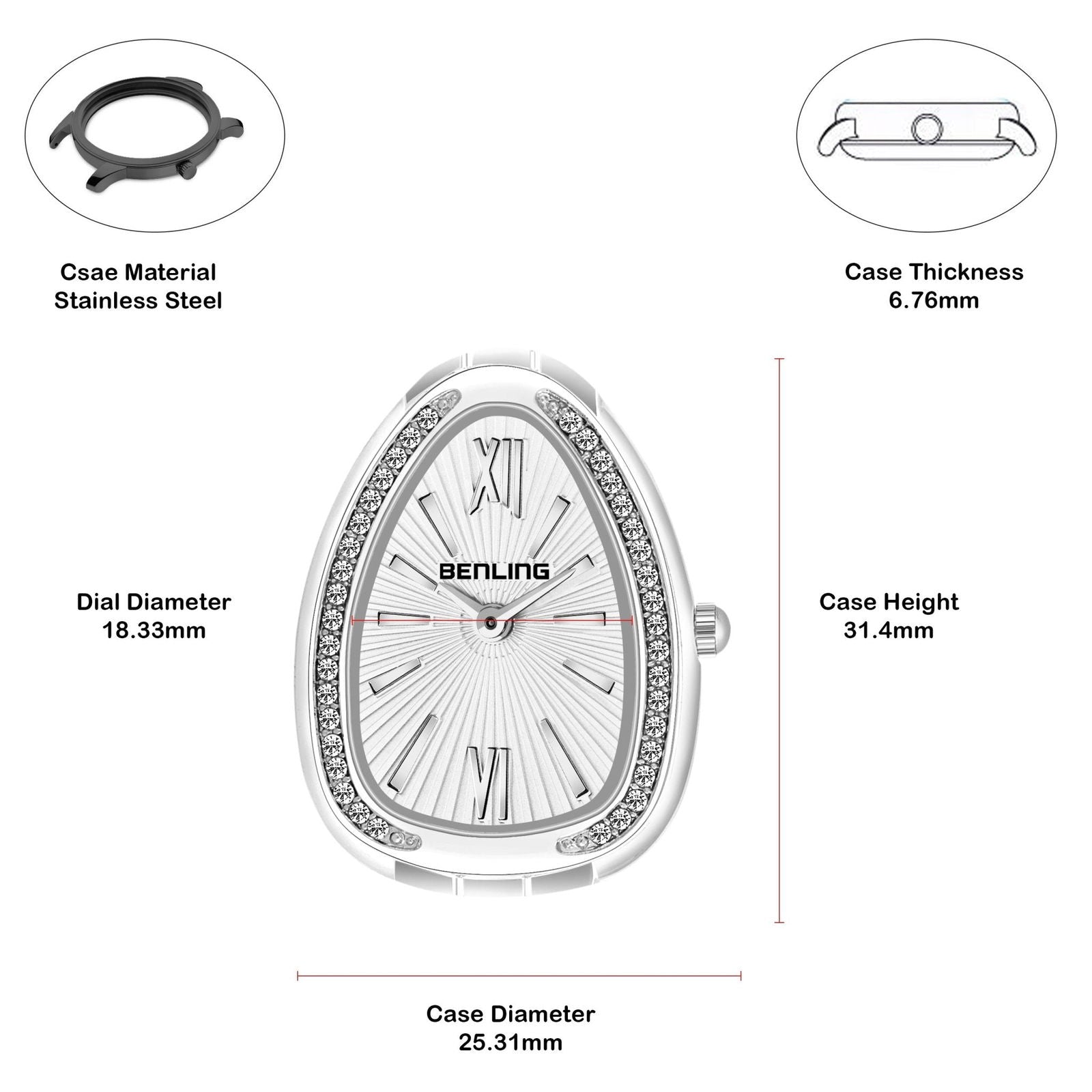BENLING BL-1032 Allurer Analog Watch with Ion Plating for Women