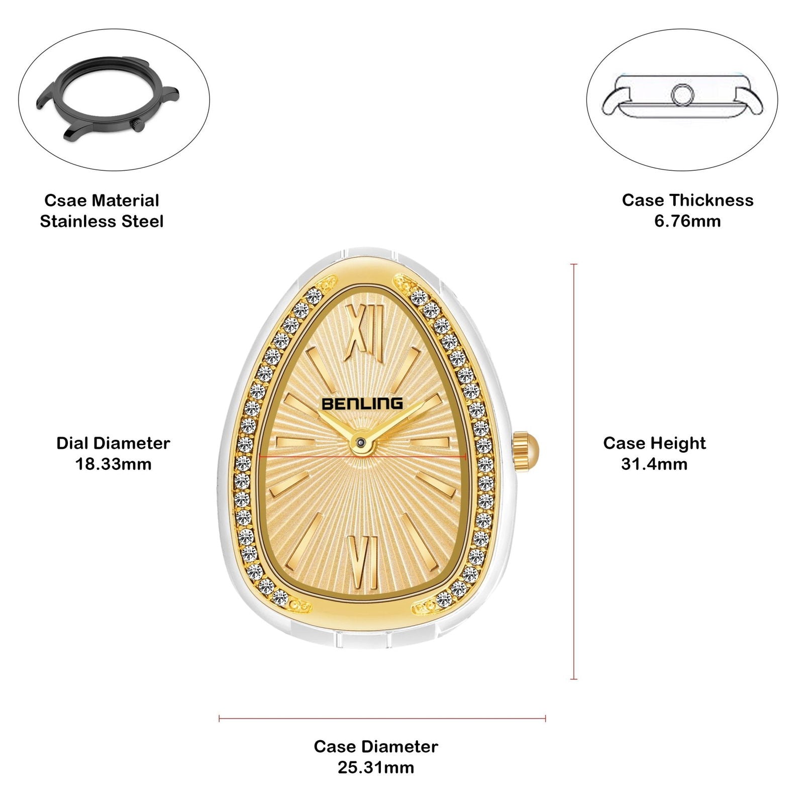 BENLING BL-1032 Allurer Analog Watch with Ion Plating for Women