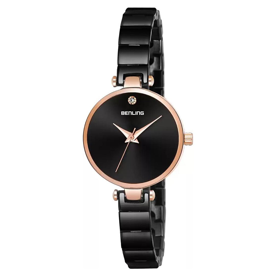 BL-1040-BLK Basic Analog Watch for Women with Stainless Steel - Benling