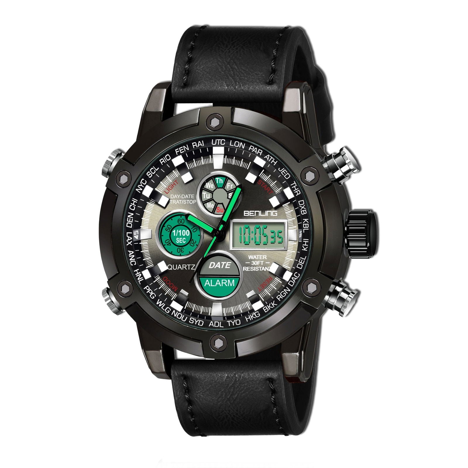 Benling Men’s Stylish and Functional Analog Digital Watch with EL Backlight – BENLING BL-1005 - Benling