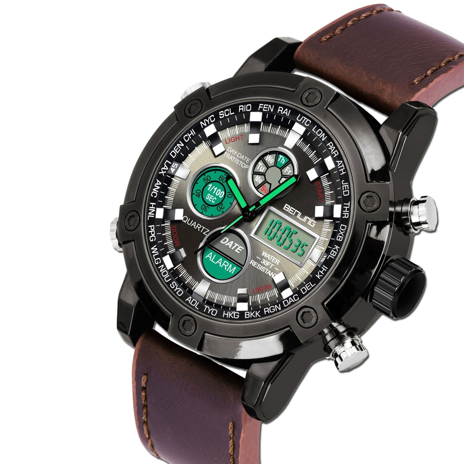 Benling Men’s Stylish and Functional Analog Digital Watch with EL Backlight – BENLING BL-1005