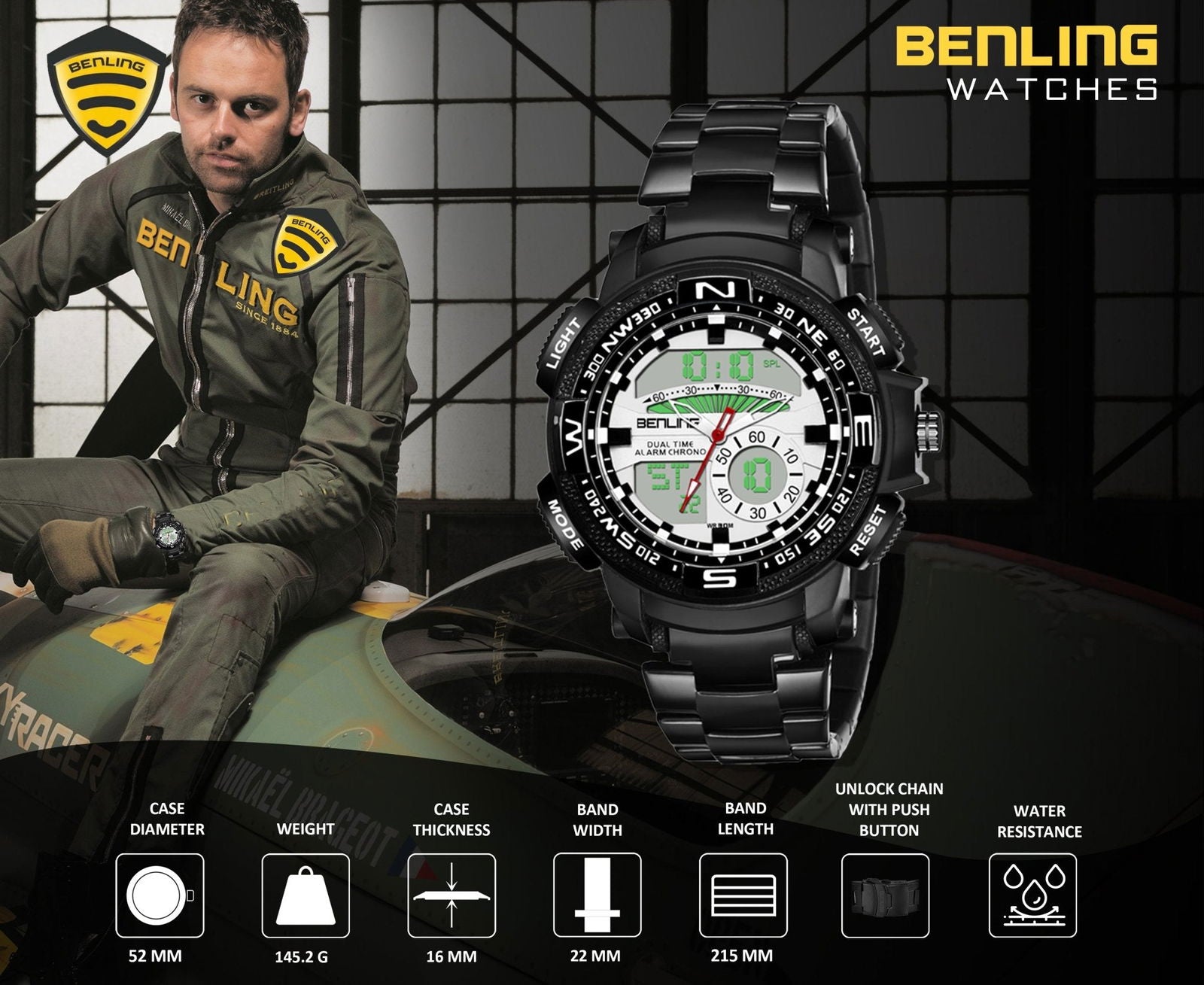 Benling Time Fusion BL-1012 Ana-Digital Stainless Steel Watch for Men