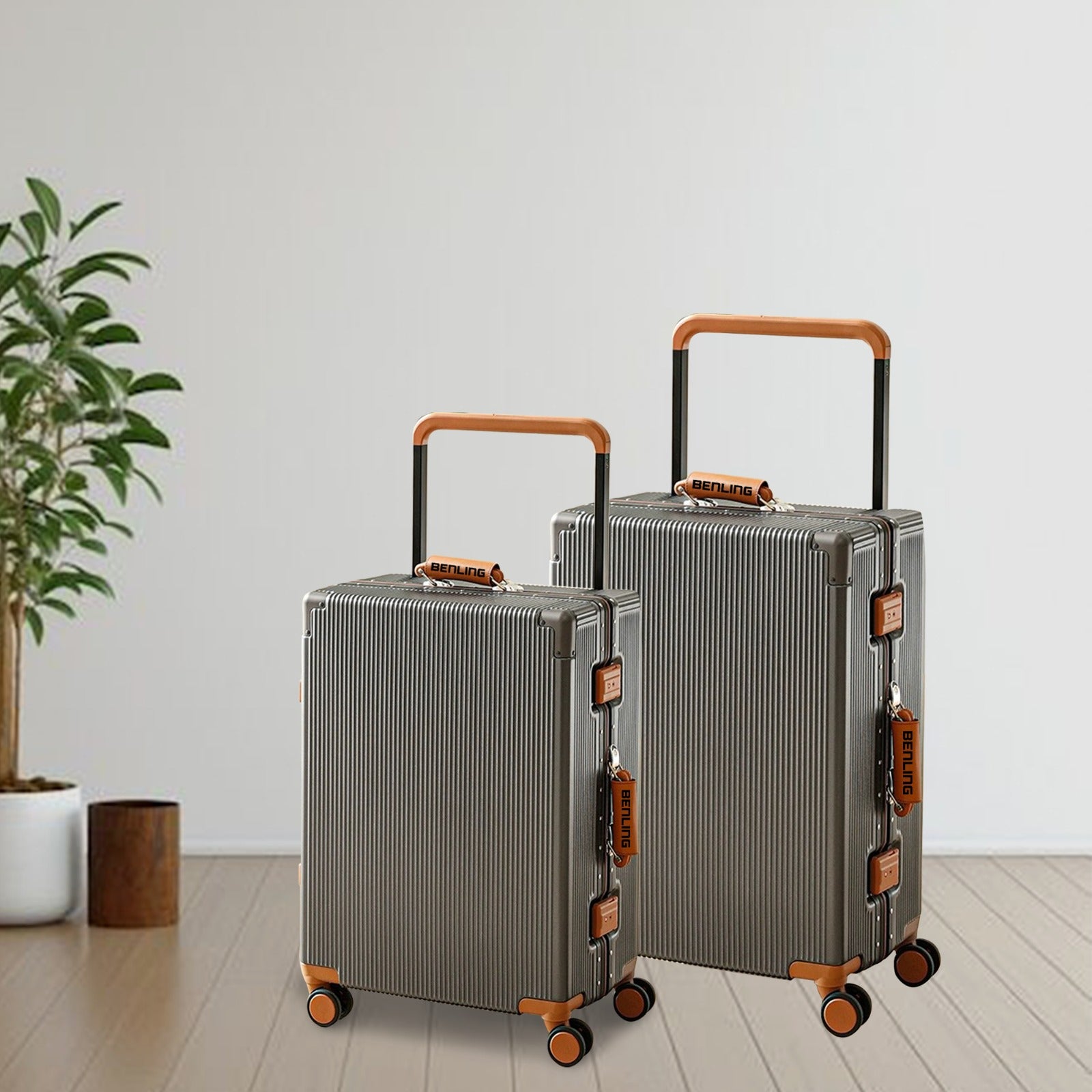 Benling Voyager Series Set of 2 Trolley Bags - 20 & 25 Inch Luggage with Vintage Design & TSA Lock