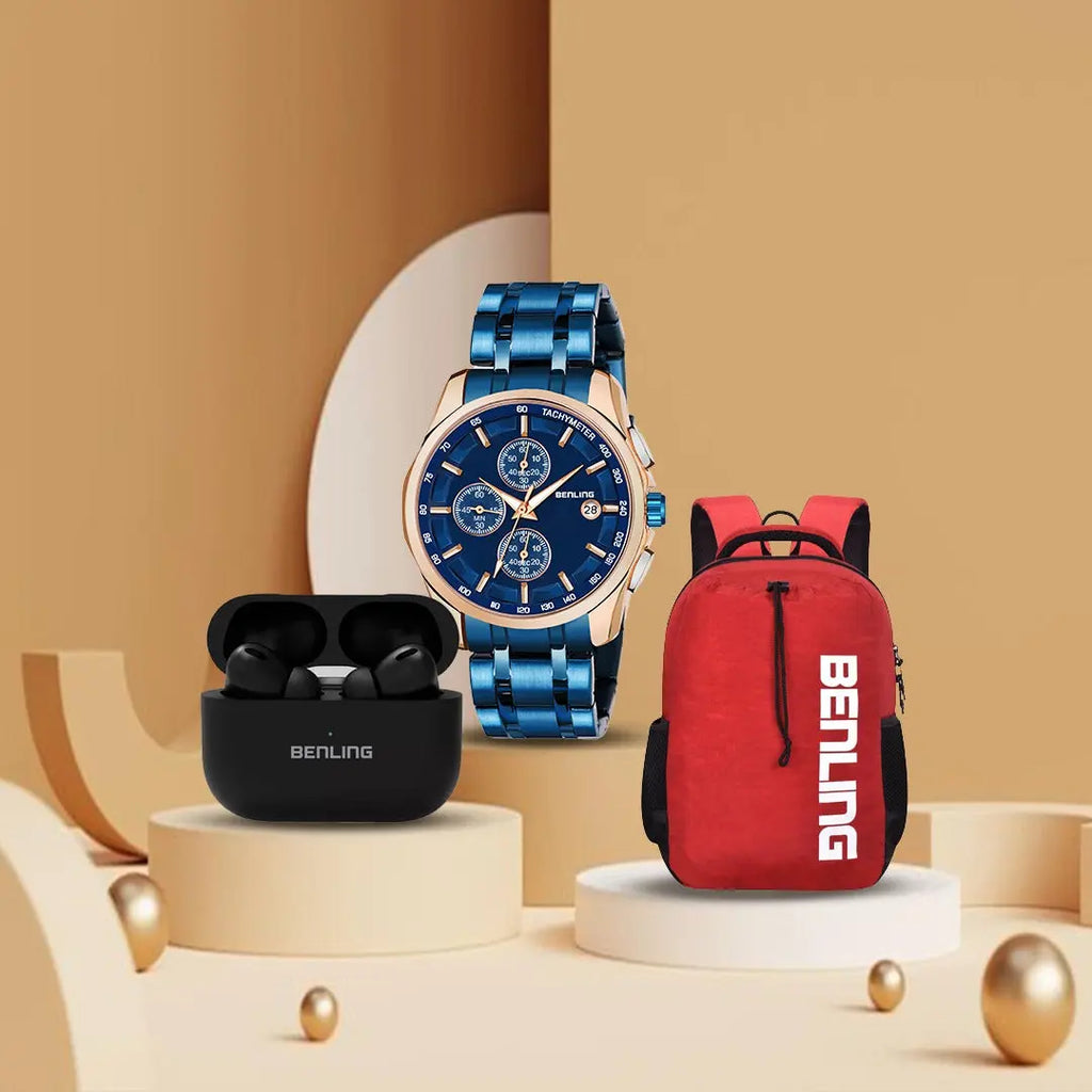 Gifts for Stylish Men & women : Backpack, Watch & Wireless Earphones