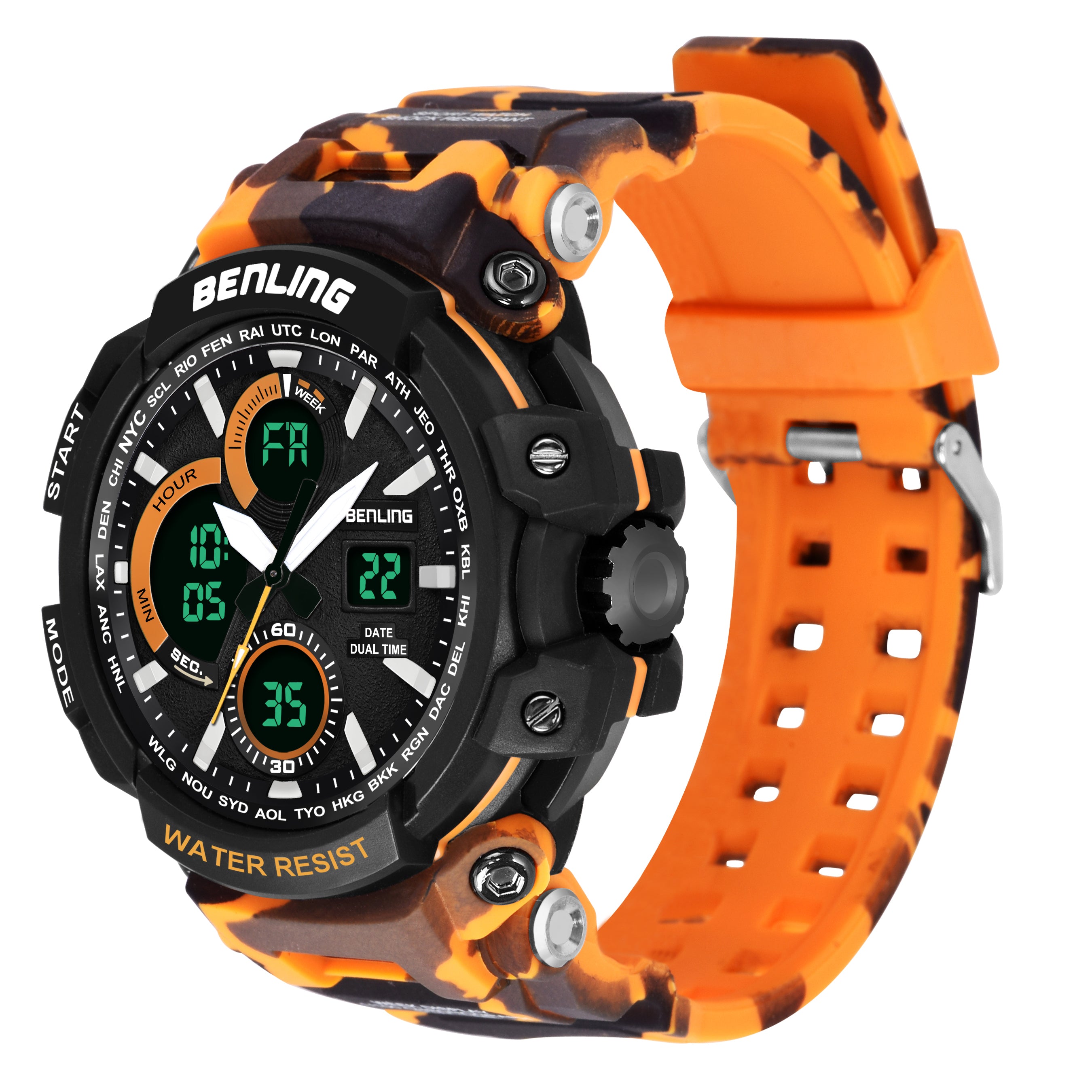 Benling Stylish and Functional Analog Digital Watch with EL Backlight – SKBLANDG-6001