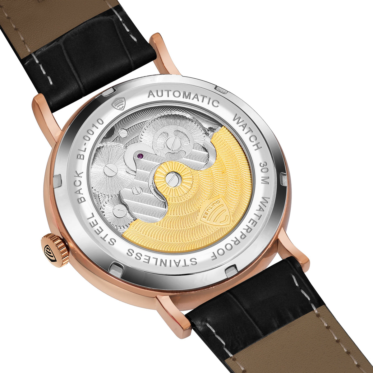 Benling Astroworld Tourbillon Automatic Watch for Men – Dual Time | Moonphase | Skeleton Dial | With Leather Strap & Stainless Steel Chain Benling