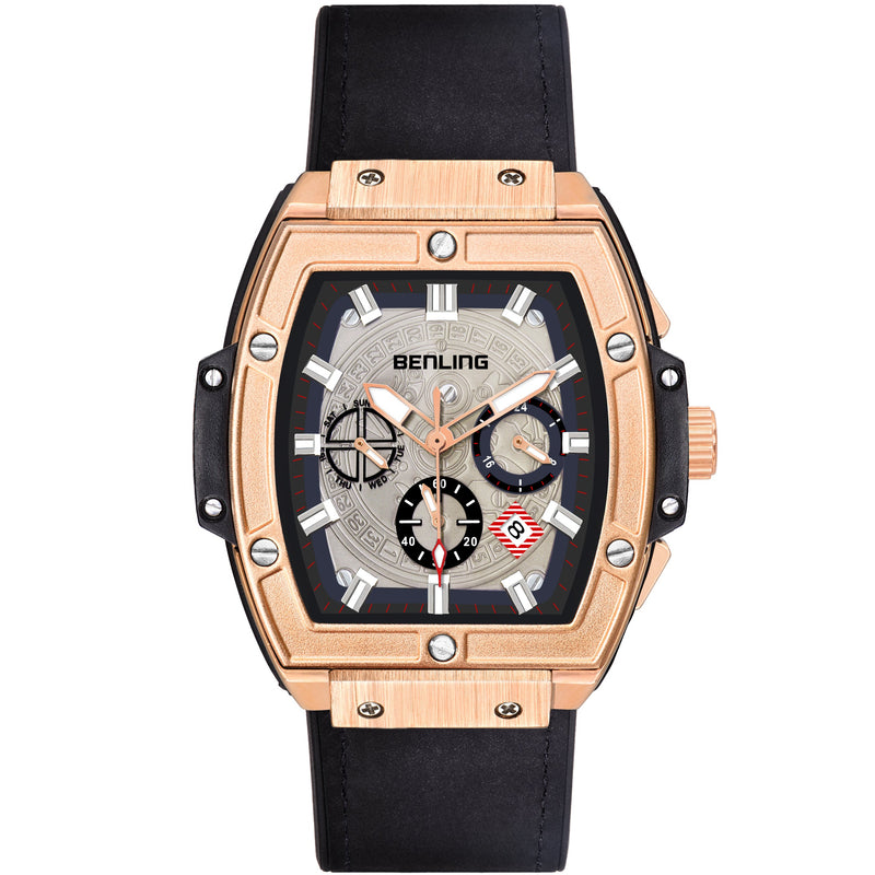 Big Bang Series : Square Chrono Steel Watch with Japanese Quartz Movement & Date Display