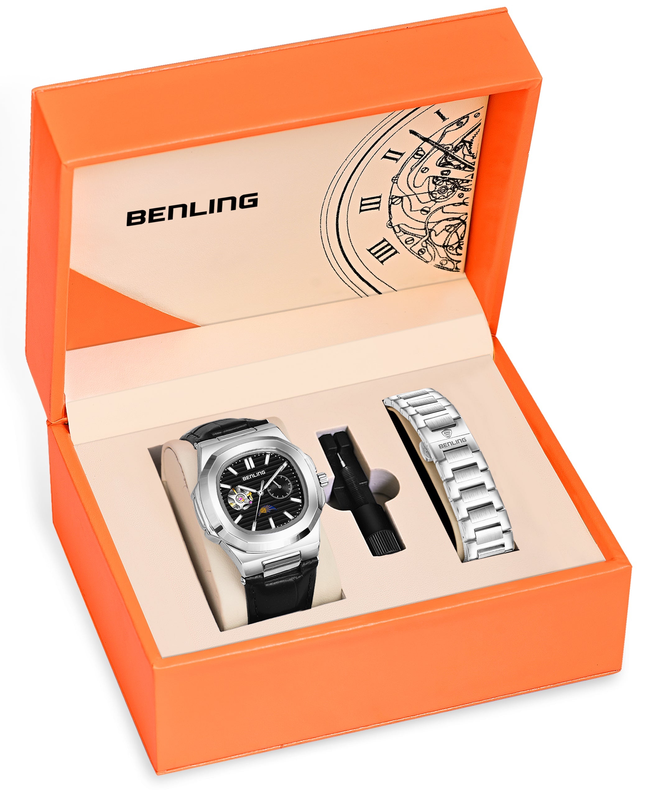 Benling Regalia Series – Open Heart Dial with Moonphase
