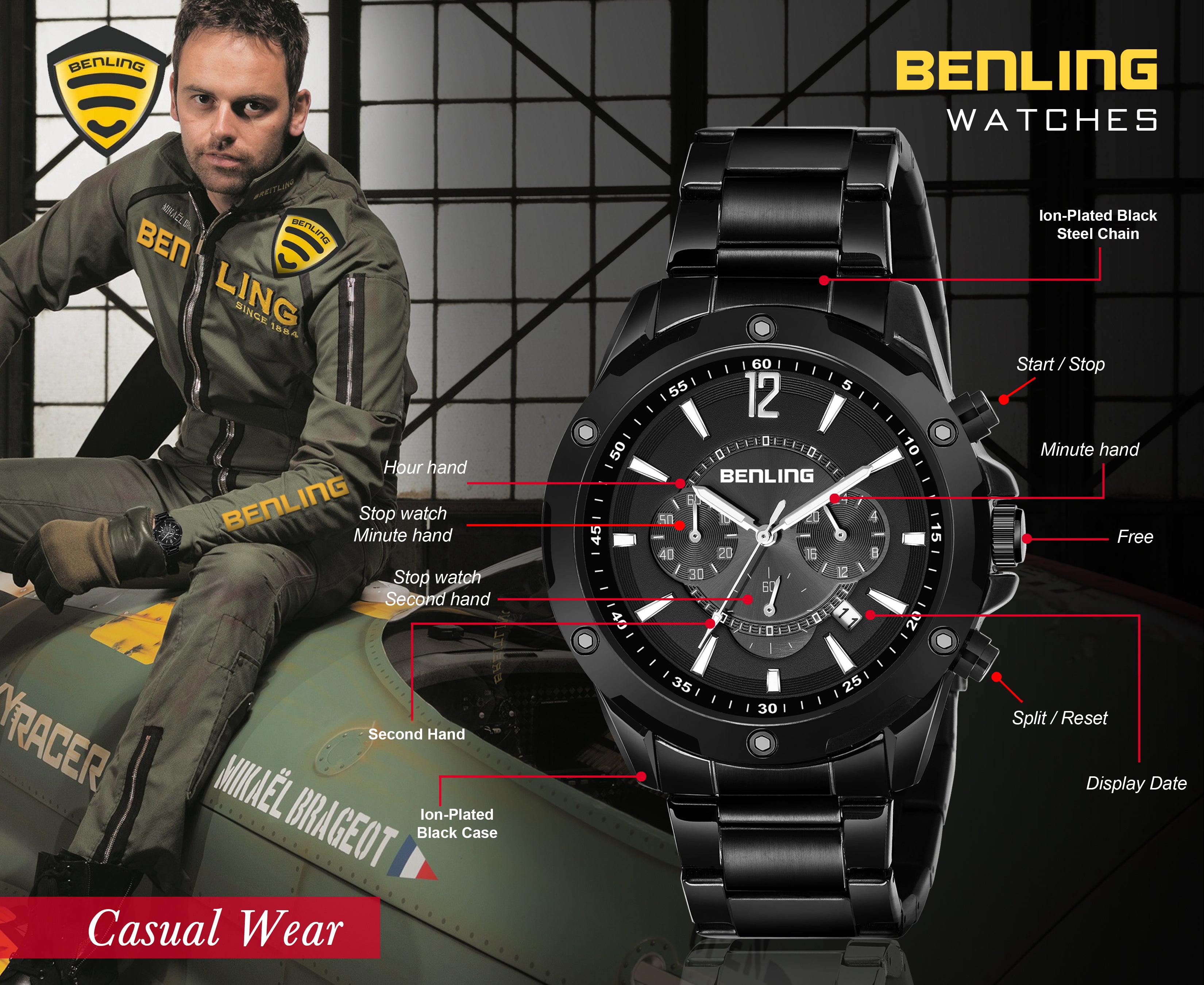 Benling Velocity ChronoMaster Watch - Multifunctional