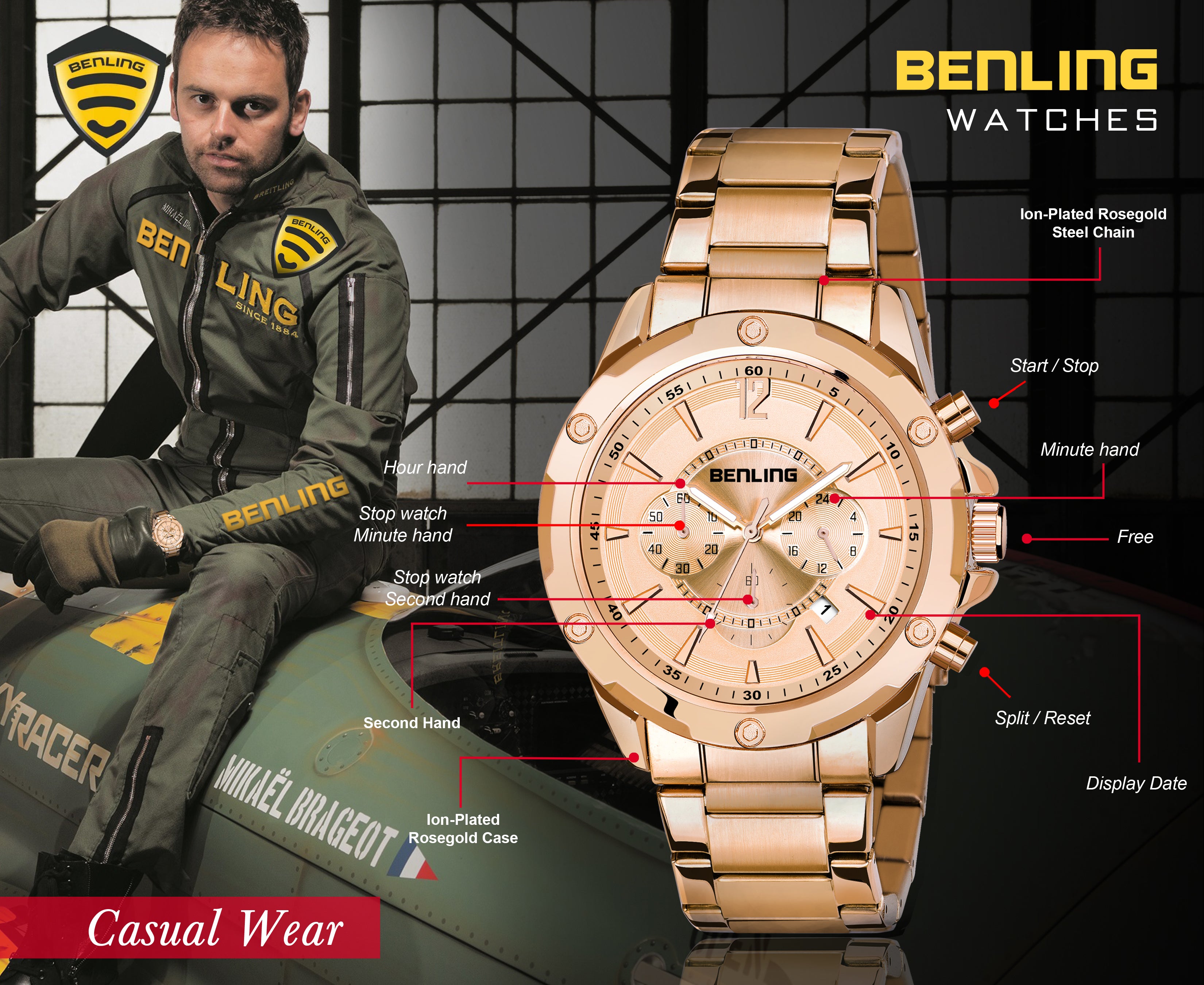 Benling Velocity ChronoMaster Watch - Multifunctional