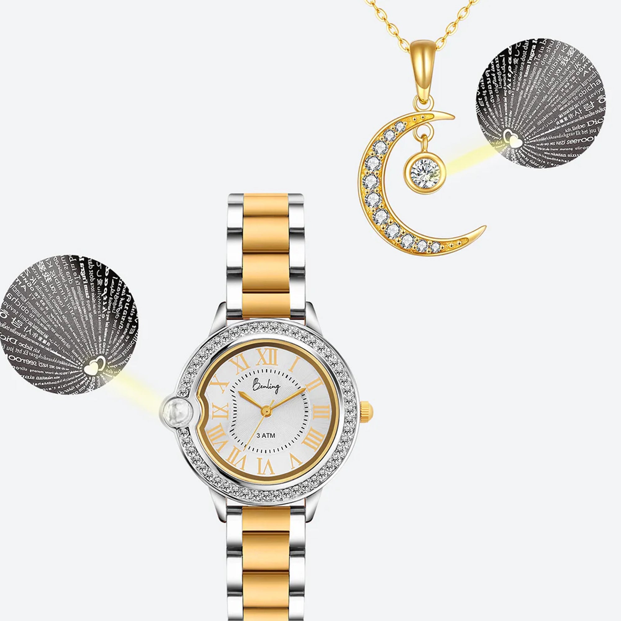 Timeless Love: Benling Nano Projection Watch & Heart Necklace Set – A Perfect Gift of Romance