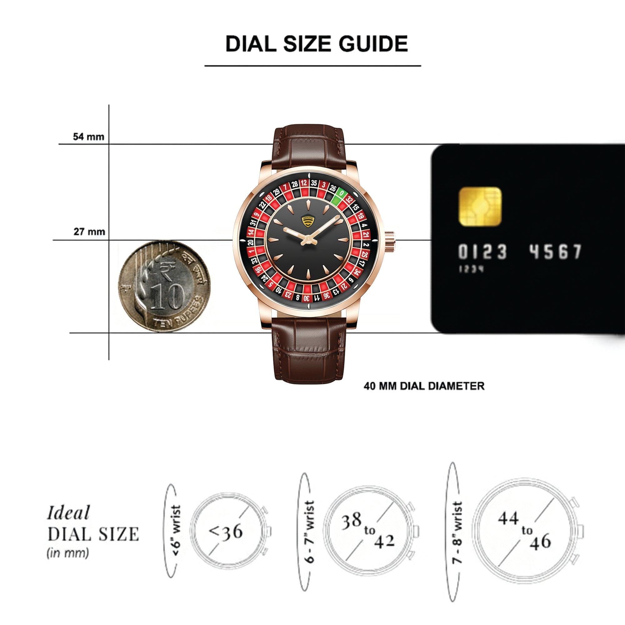 Benling Casino Series – Roulette Quartz Watch with Premium Casino Chips & Roulette Game Map