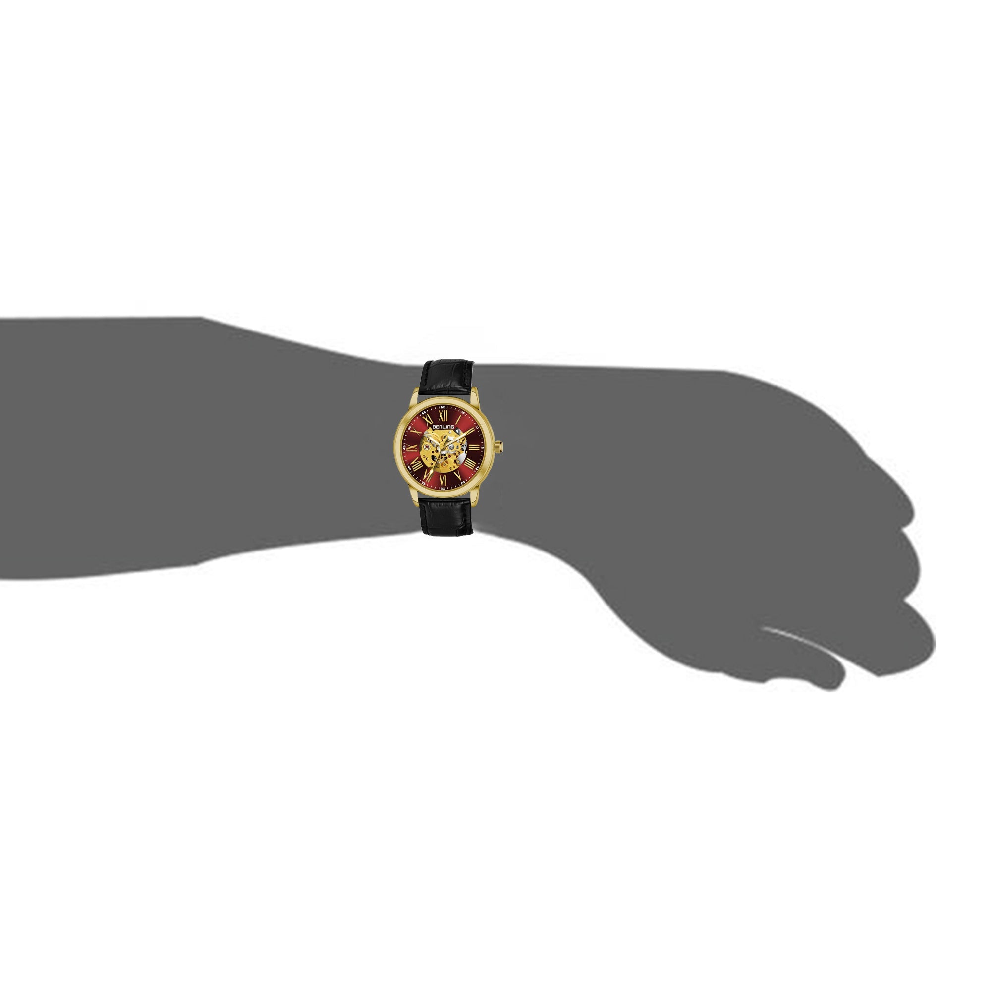 Benling Automatic Skeleton Mechanical Watch for Men | Self-Winding Movement | Leather & Stainless Steel Strap | Open Gear Dial | Luxury Casual & Formal Wear