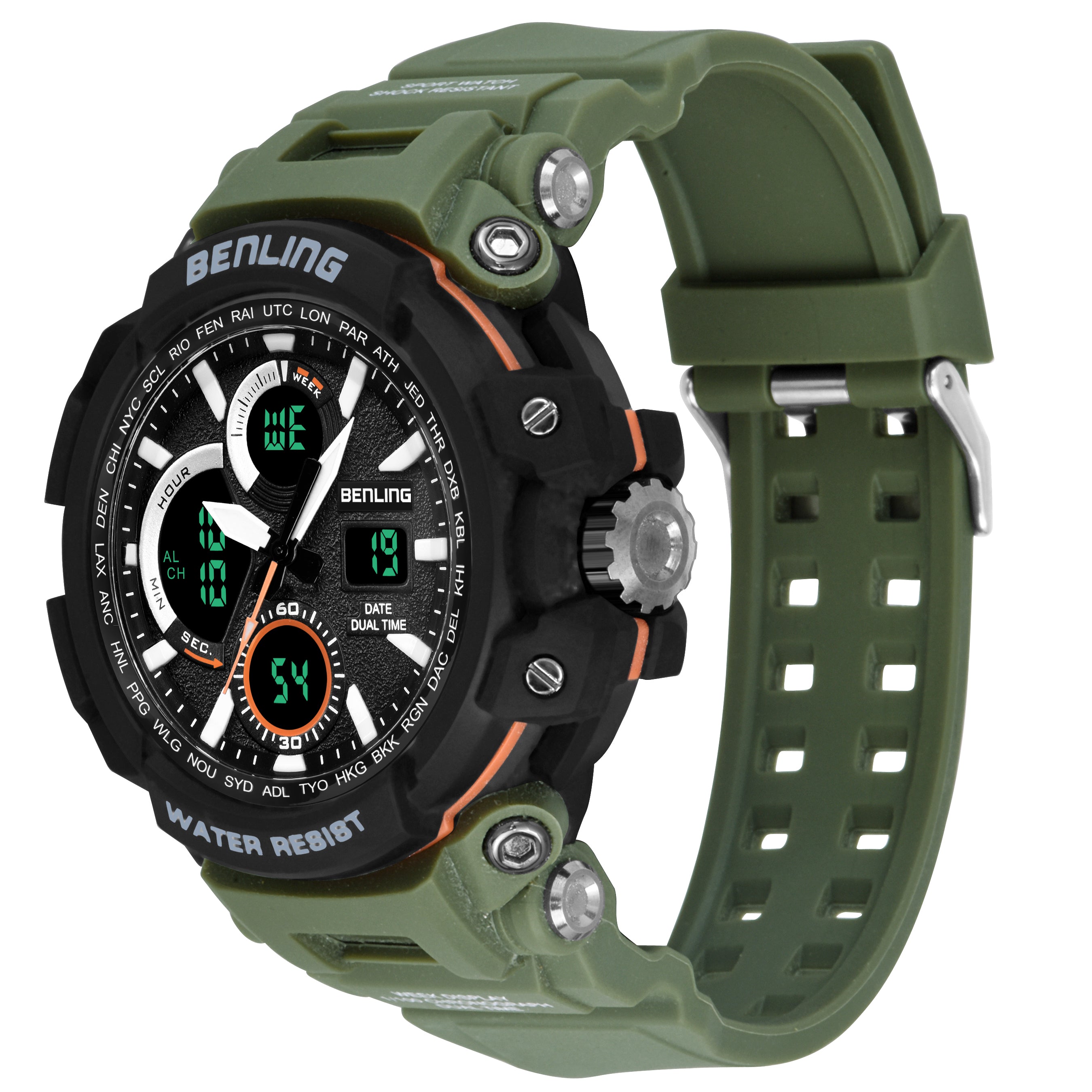 Benling Stylish and Functional Analog Digital Watch with EL Backlight – SKBLANDG-6001