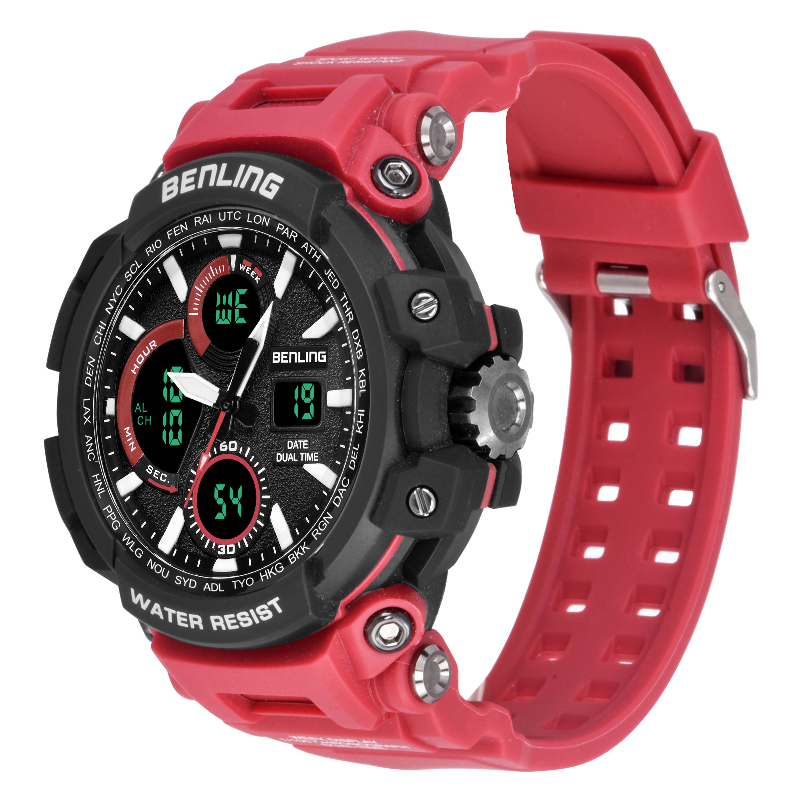 Benling Stylish and Functional Analog Digital Watch with EL Backlight – SKBLANDG-6001