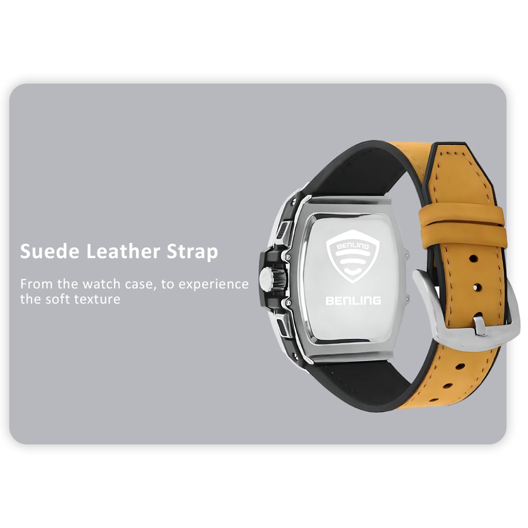 Big Bang Series : Square Chrono Steel Watch with Japanese Quartz Movement & Date Display