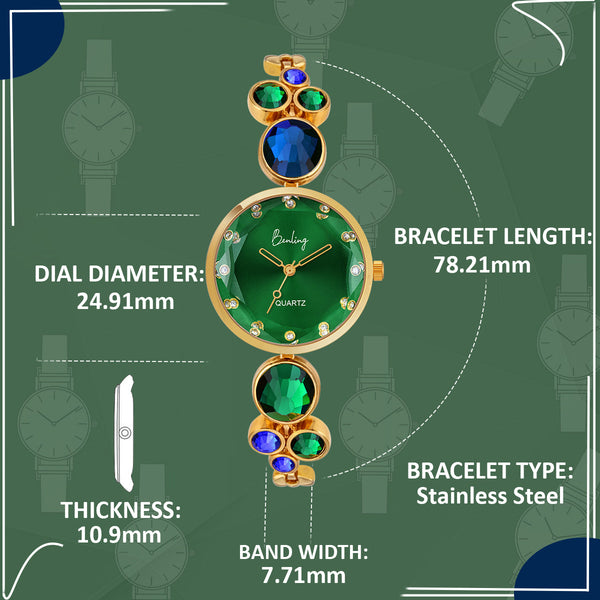 Benling Women's Quartz Watch - with Sapphire Crystal Glass - with Pearl Box and Bracelet