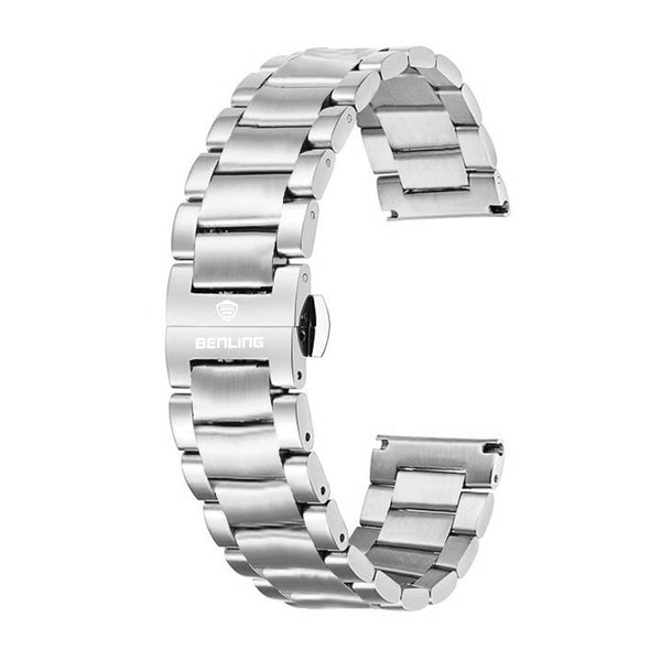 Benling Black 316L Stainless Steel Watch Strap – Adjustable Metal Band for Men