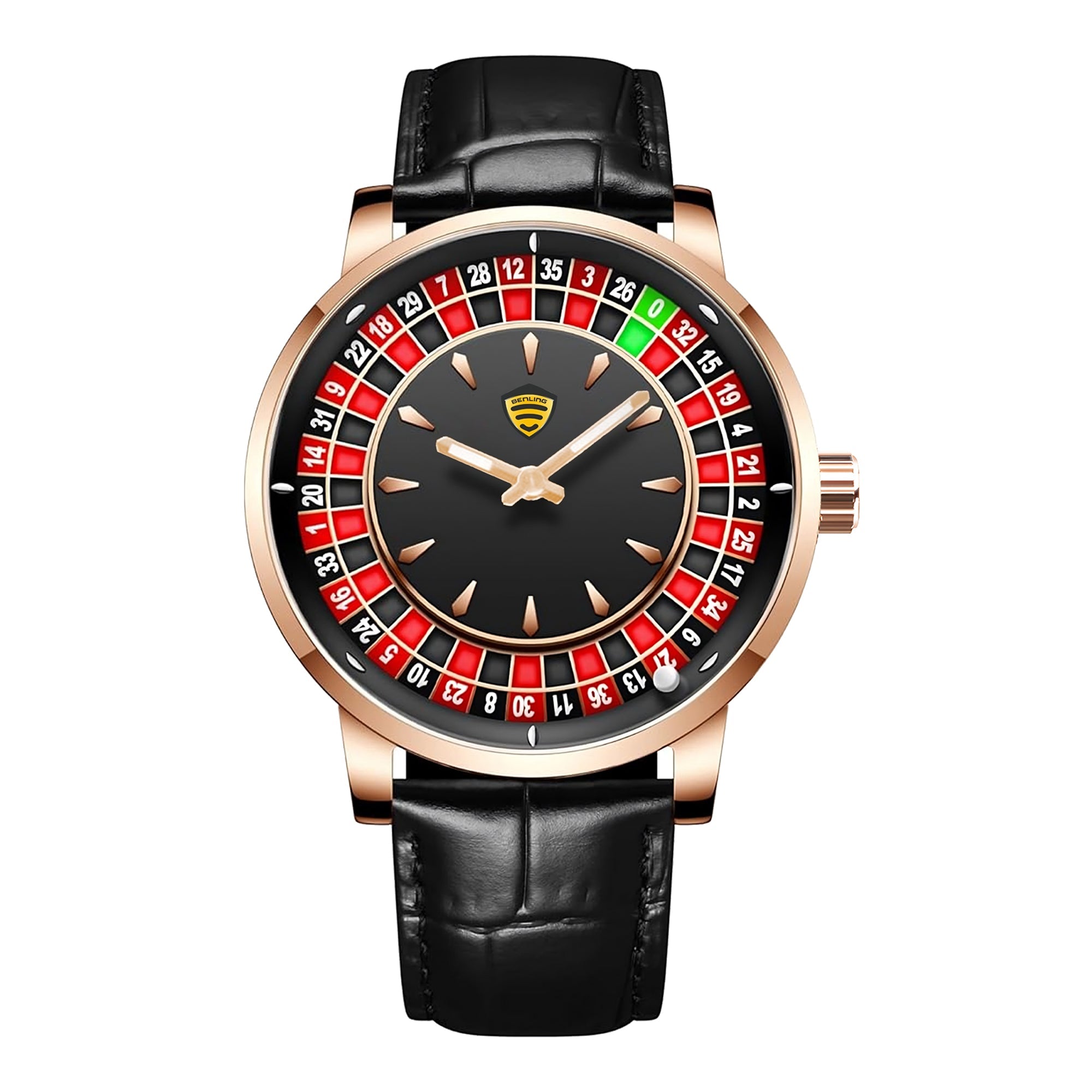 Benling Casino Series – Roulette Quartz Watch with Premium Casino Chips & Roulette Game Map