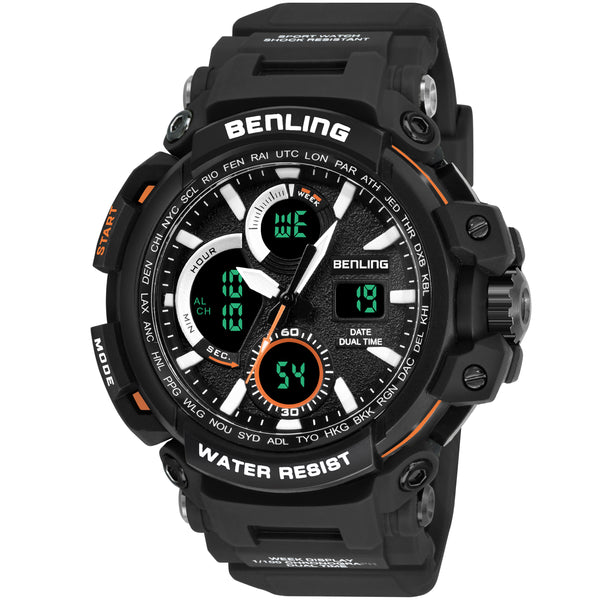 Benling Stylish and Functional Analog Digital Watch with EL Backlight – SKBLANDG-6001