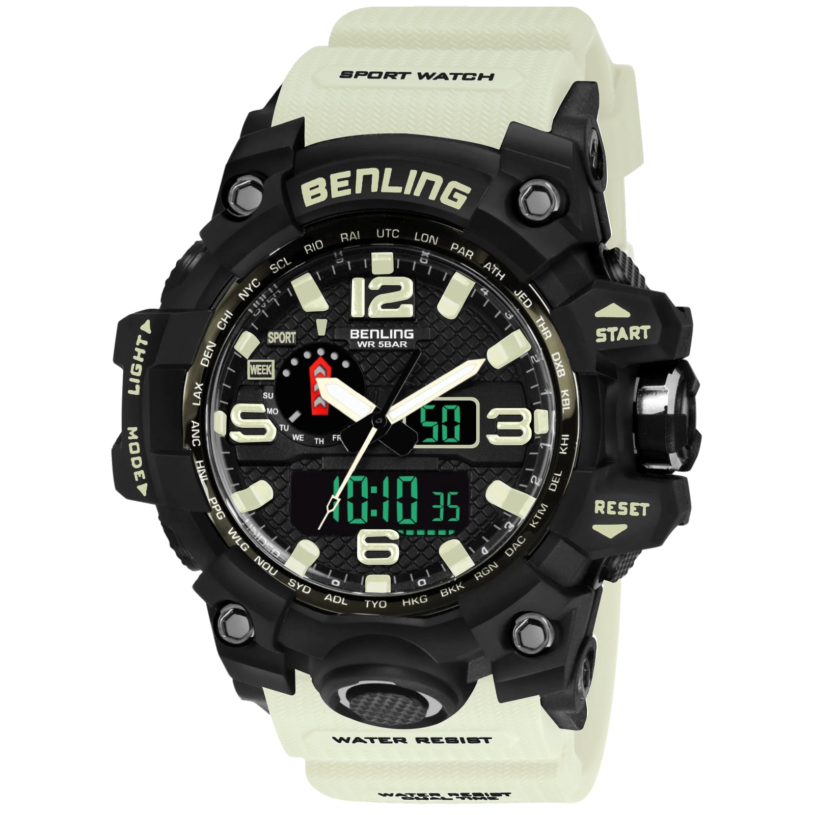 Benling EL Backlight Analog Digital Watch-SKBLANDG-6002