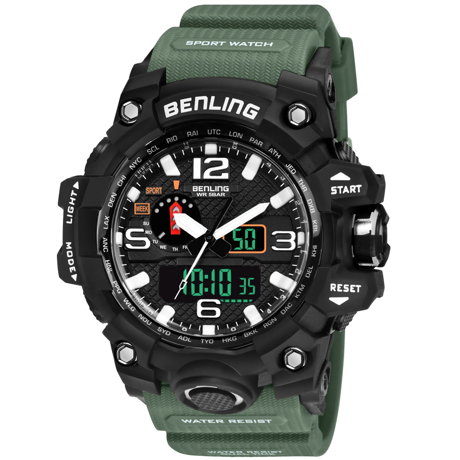 Benling EL Backlight Analog Digital Watch-SKBLANDG-6002