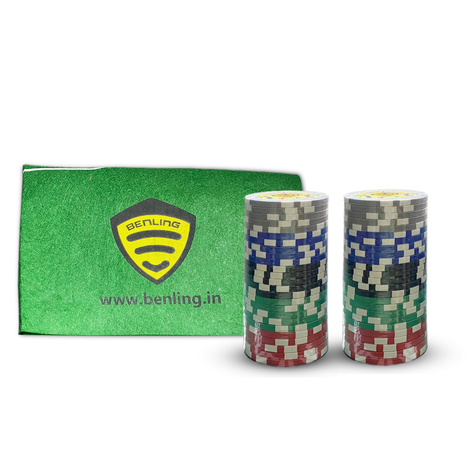 Benling Premium Poker Set with 50 Multicolor Chips & Roulette Betting Map – Complete Casino Game Kit for Home, Parties & Family Game Nights