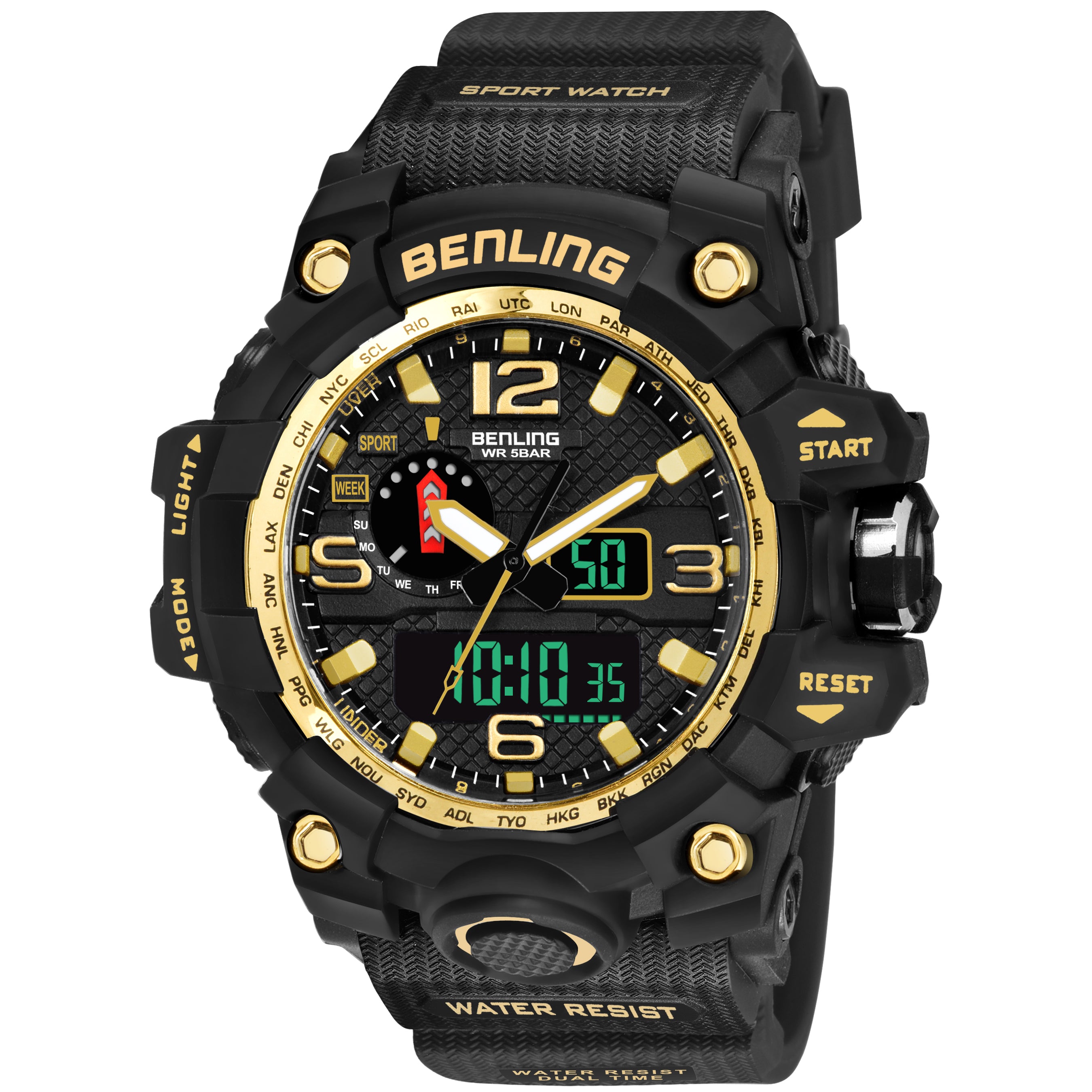 Benling EL Backlight Analog Digital Watch-SKBLANDG-6002