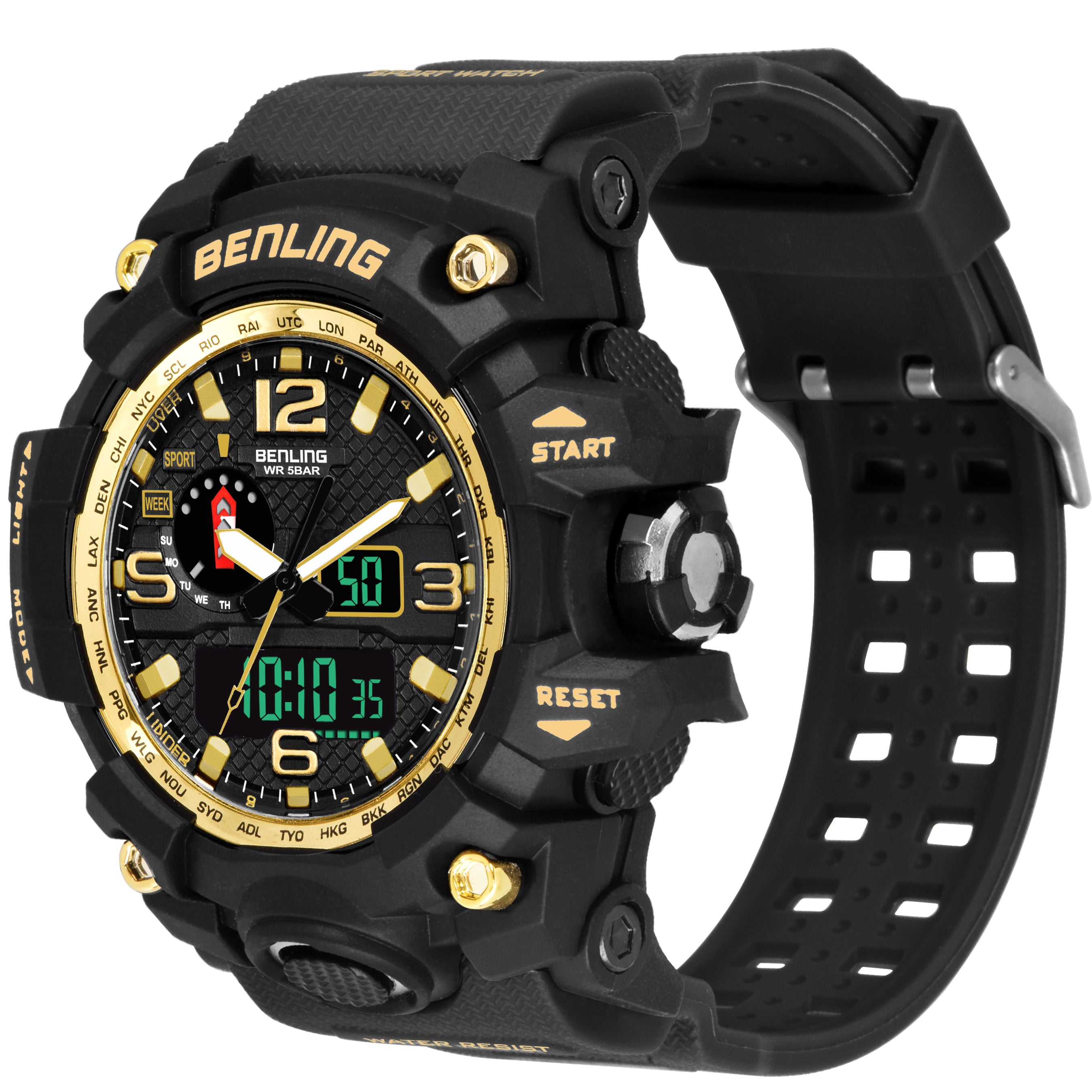 Benling EL Backlight Analog Digital Watch-SKBLANDG-6002