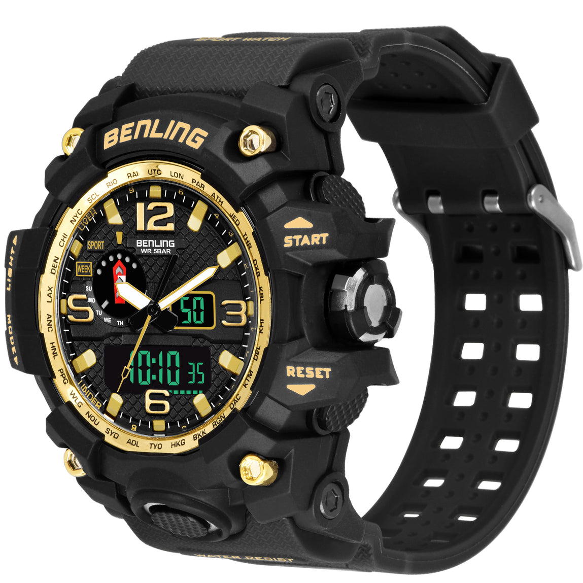 Benling EL Backlight Analog Digital Watch-SKBLANDG-6002