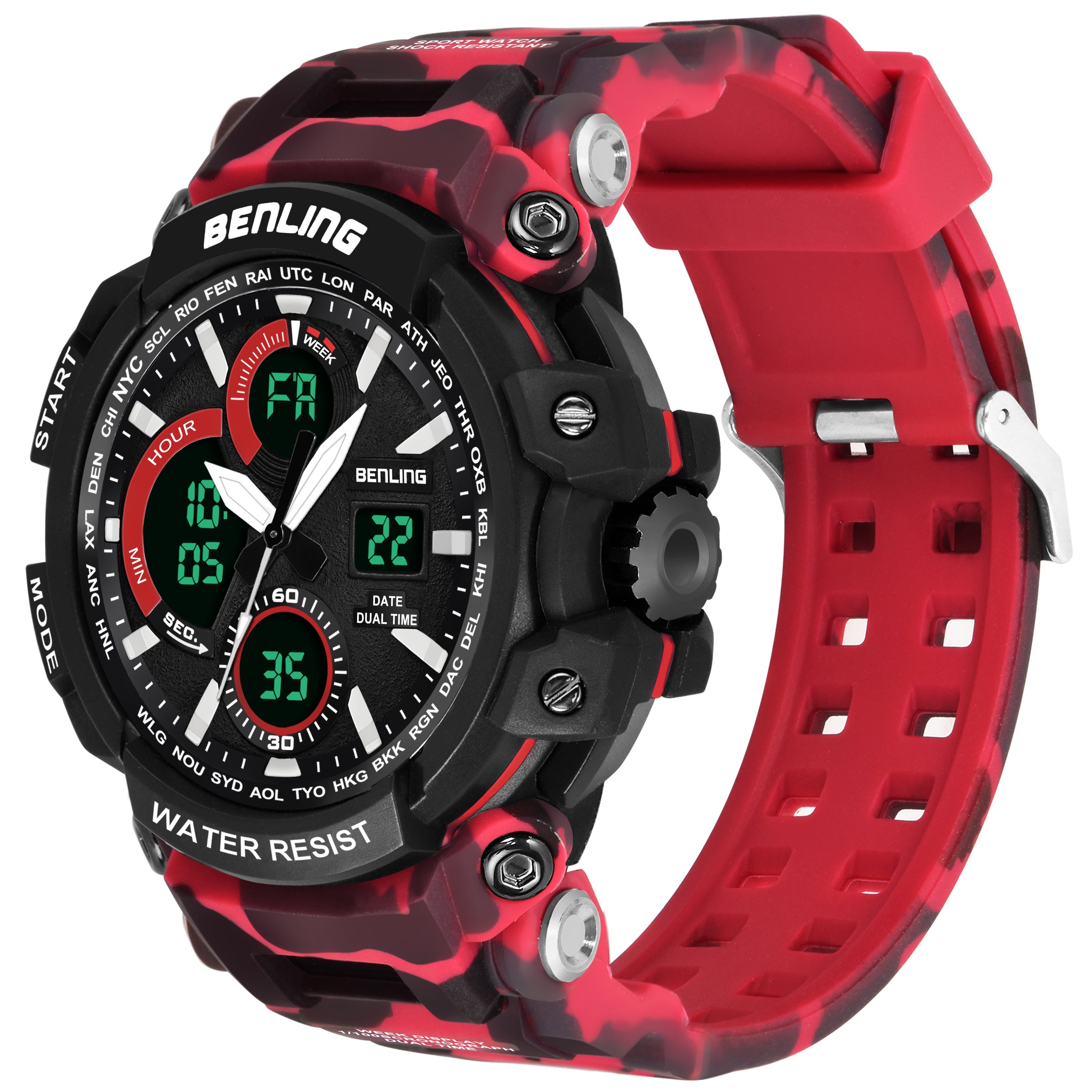 Benling Stylish and Functional Analog Digital Watch with EL Backlight – SKBLANDG-6001