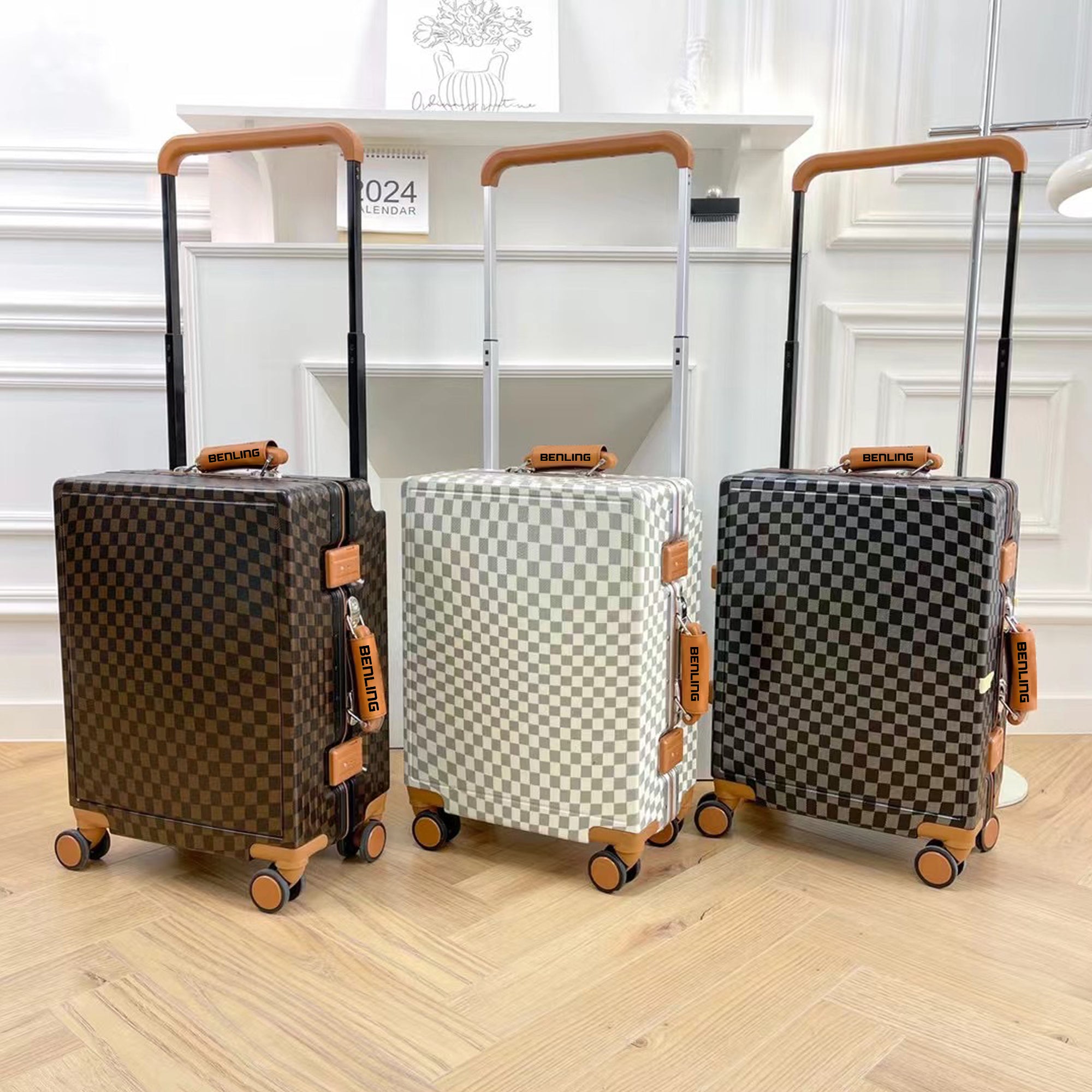 Benling Voyager Series Set of 2 Trolley Bags - 20 & 25 Inch Luggage with Vintage Design & TSA Lock