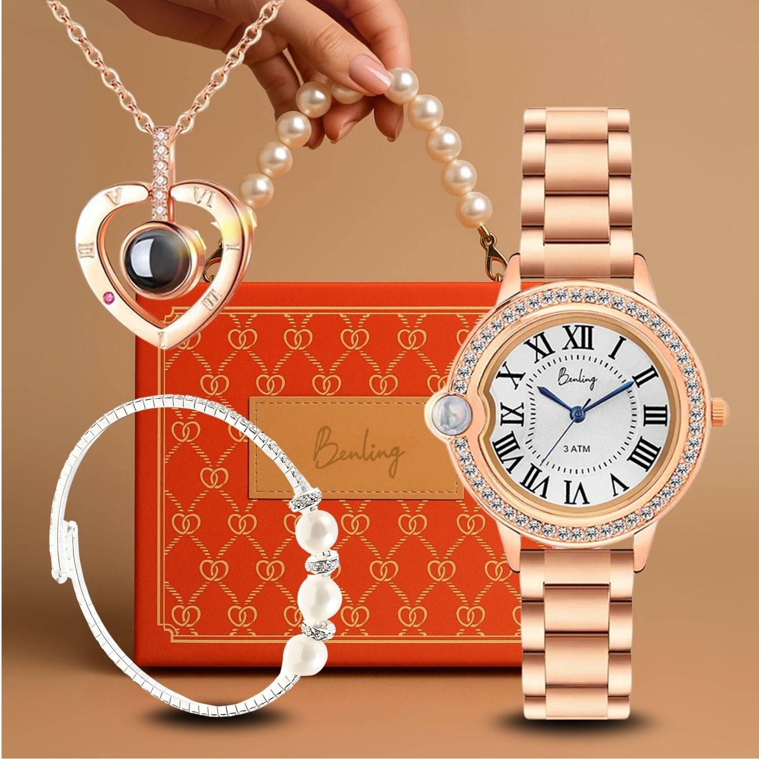 Benling Women’s Nano Projection Watch Gift Set – Says 