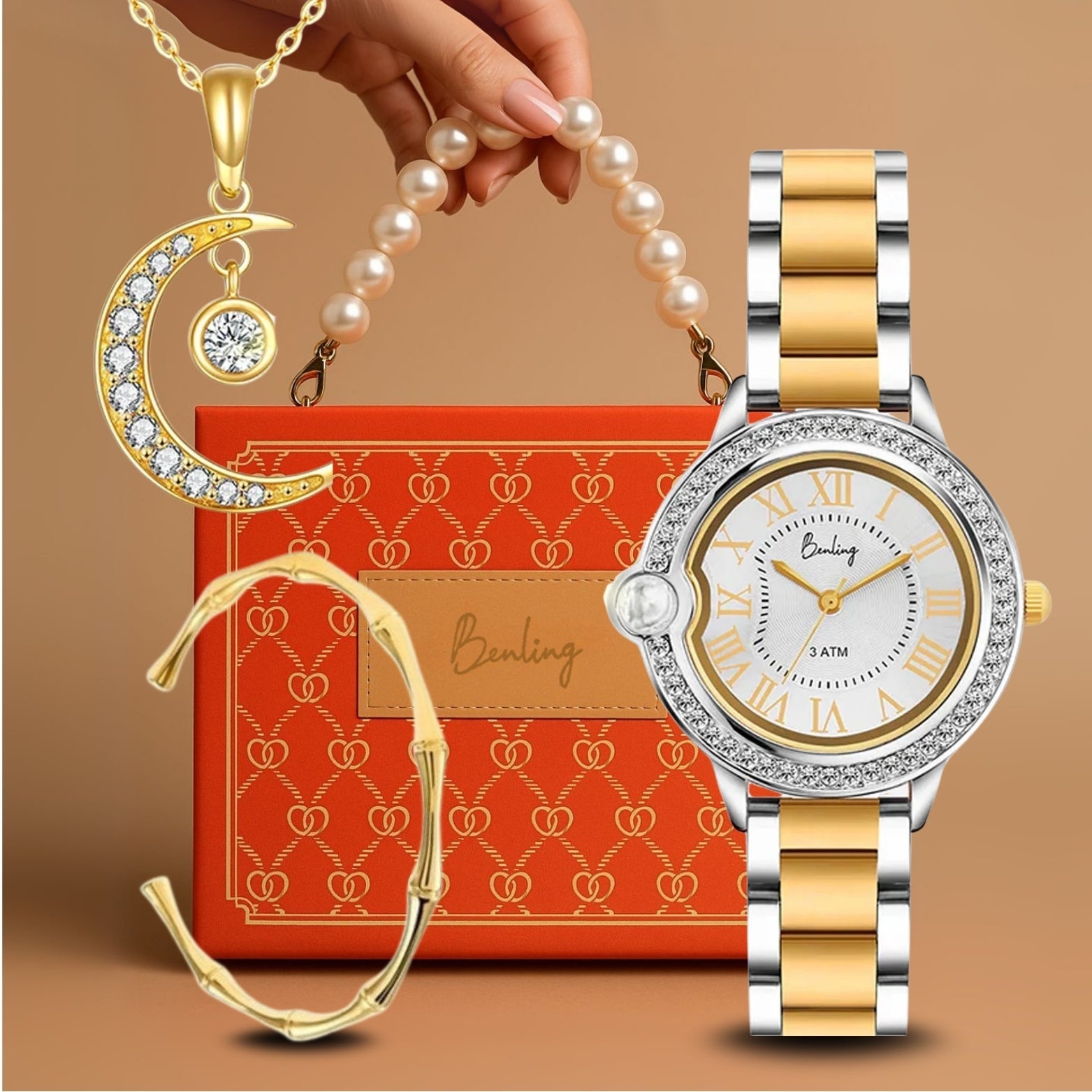 Benling Women’s Nano Projection Watch Gift Set – Says 