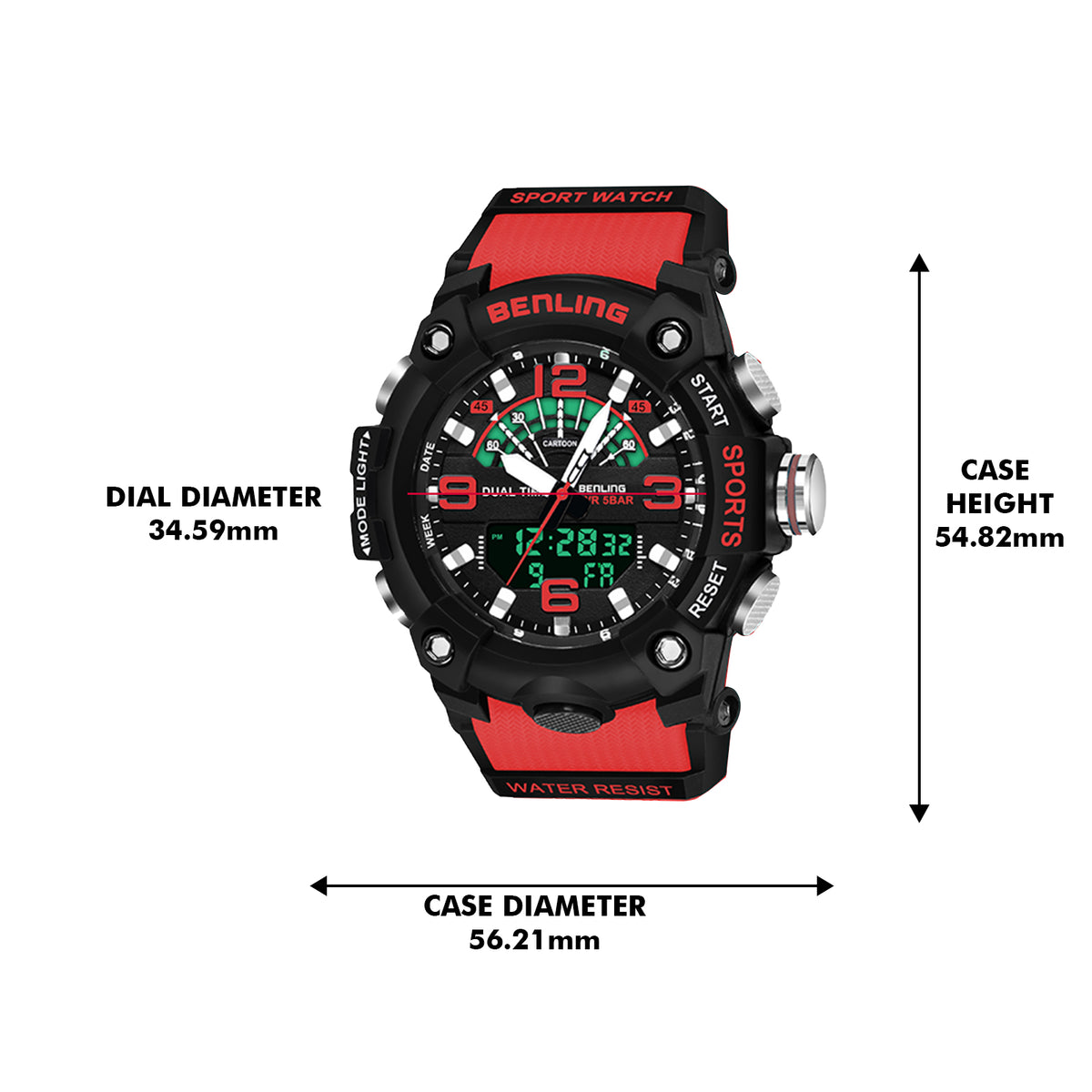 Benling Men’s 5-Color Analog Digital Watch – SKBLANDG-6008 My Store
