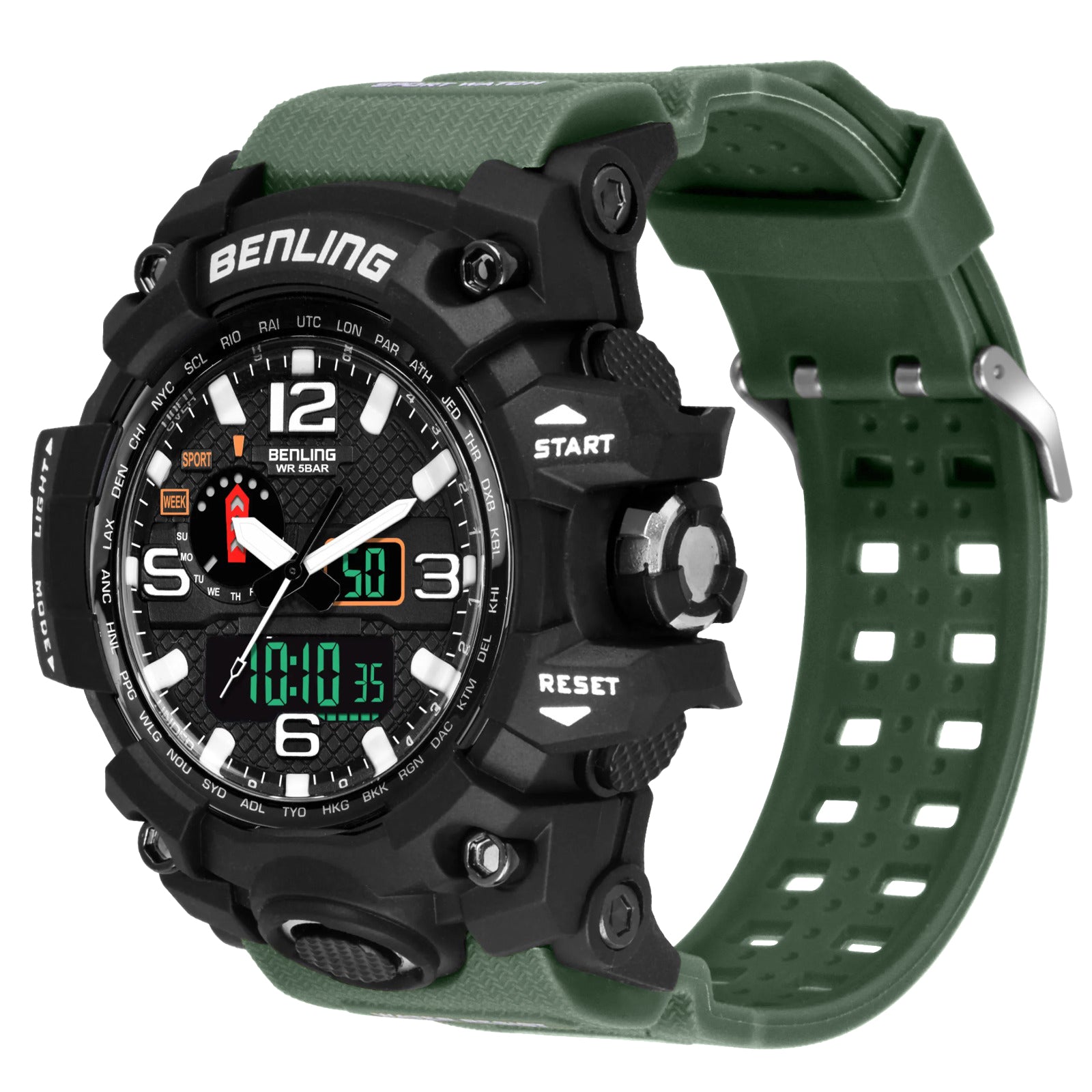 Benling EL Backlight Analog Digital Watch-SKBLANDG-6002