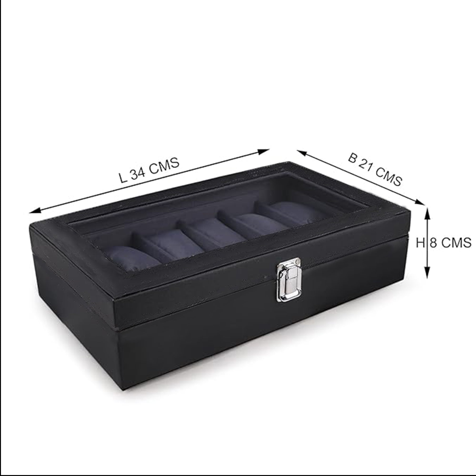 Men's & Women's PU Leather Watch Box Organizer – 12-Slot Watch Holder Case in Black & Grey
