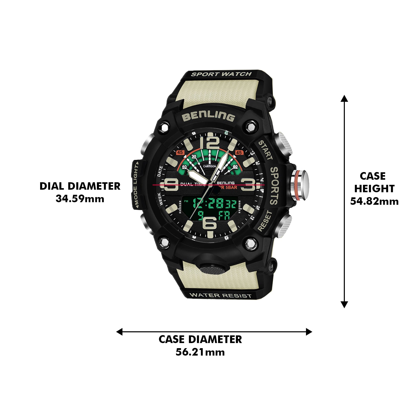 Benling Men’s 5-Color Analog Digital Watch – SKBLANDG-6008