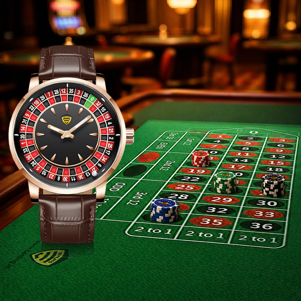 Benling Casino Series™ | Luxury Roulette Quartz Watch - with Premium Casino Chips & Roulette Game Map