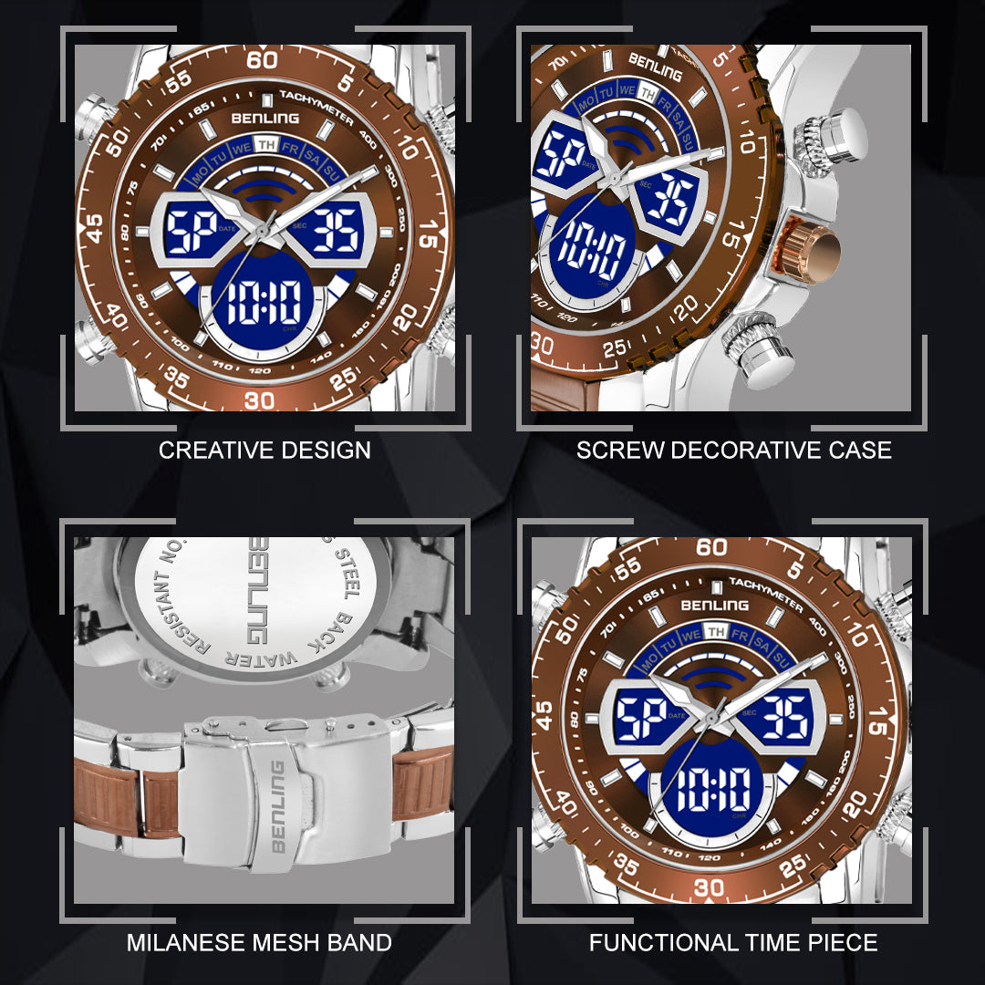 Benling Stylish Analog Digital Watch with EL Backlight – BENLING BL-1034