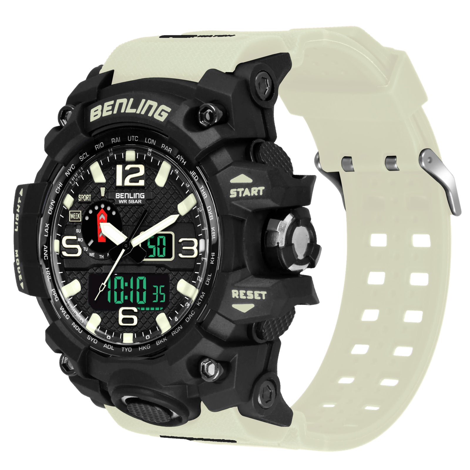 Benling EL Backlight Analog Digital Watch-SKBLANDG-6002