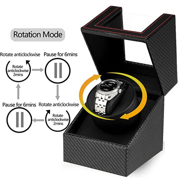 Benling Automatic Single Watch Winder with Quiet Motor, Black Leather, Men's and Women's