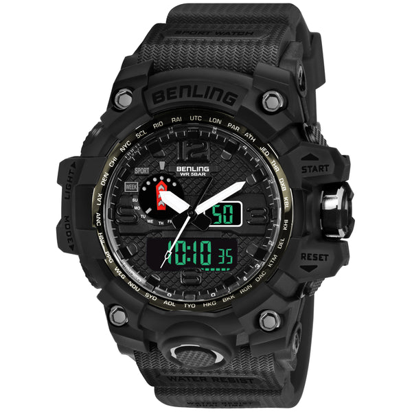 Benling EL Backlight Analog Digital Watch-SKBLANDG-6002