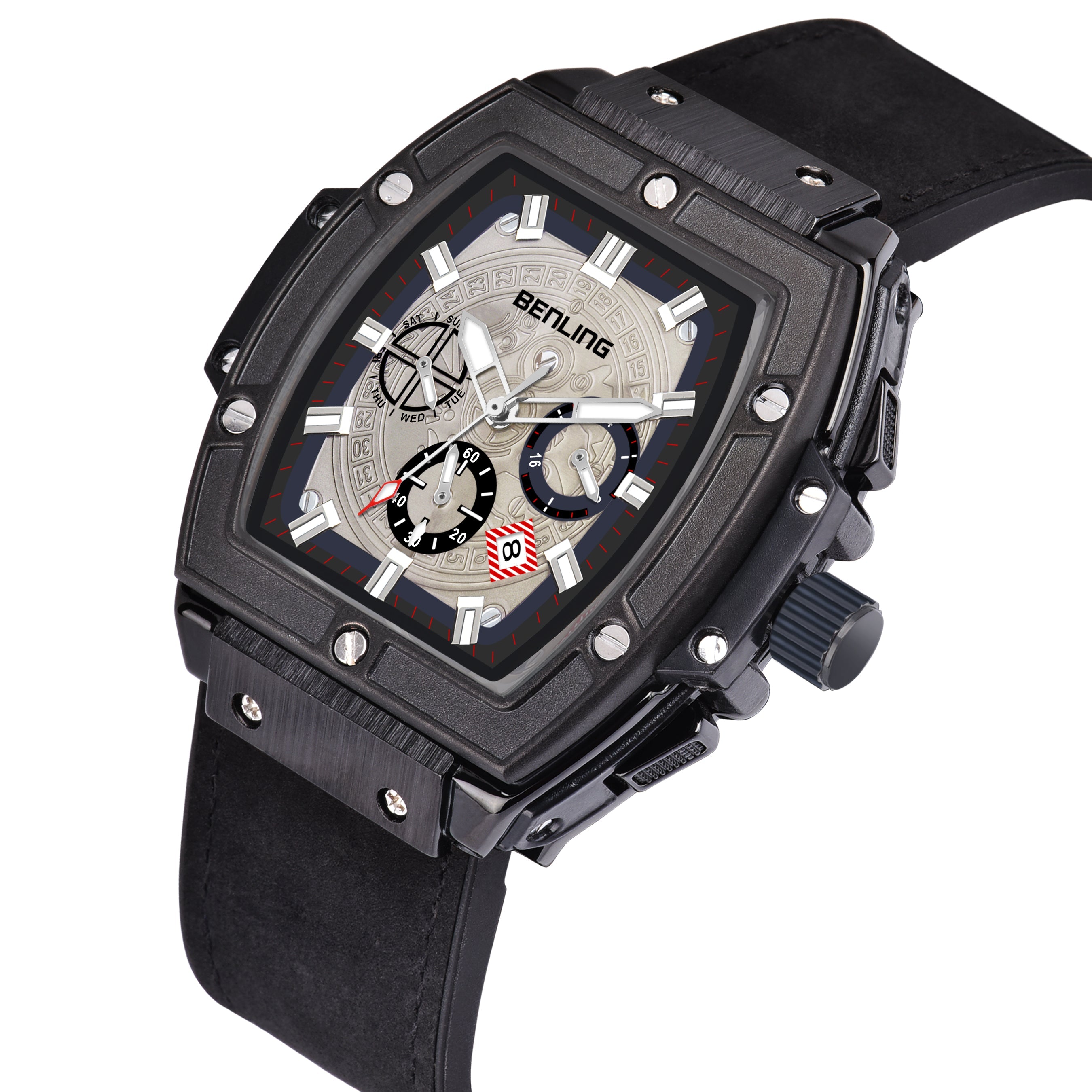 Big Bang Series : Square Chrono Steel Watch with Japanese Quartz Movement & Date Display