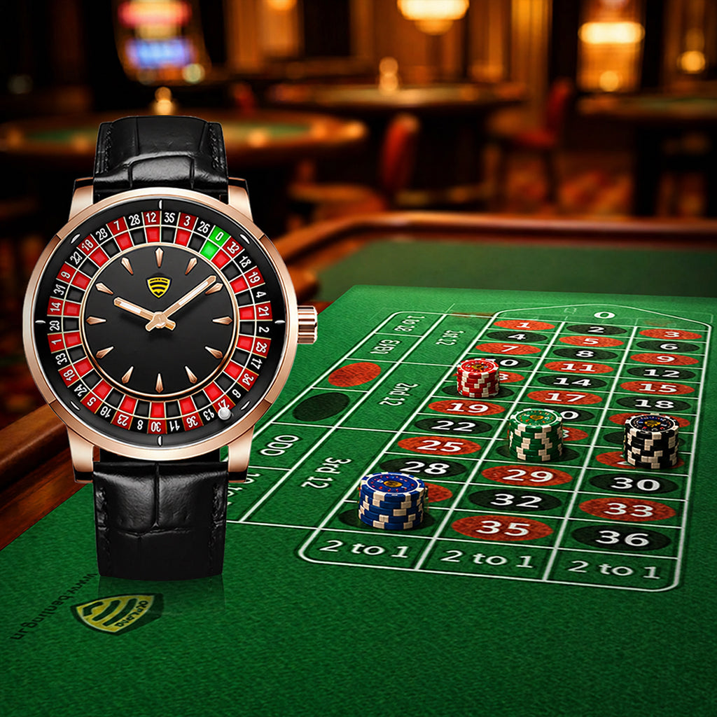 Benling Casino Series™ | Luxury Roulette Quartz Watch - with Premium Casino Chips & Roulette Game Map
