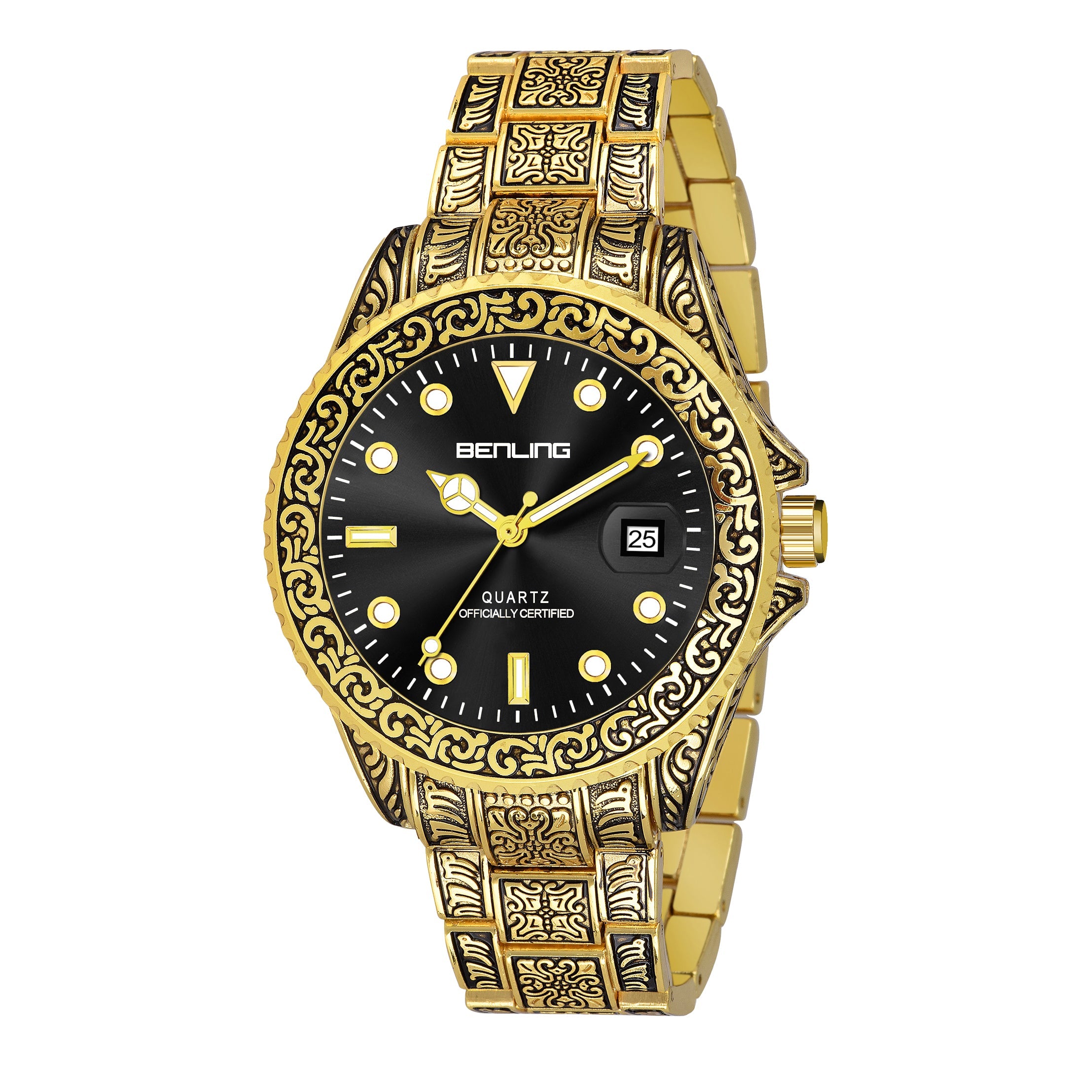 Benling BL-1019 Antique-Style Men's Watch with Date Display.