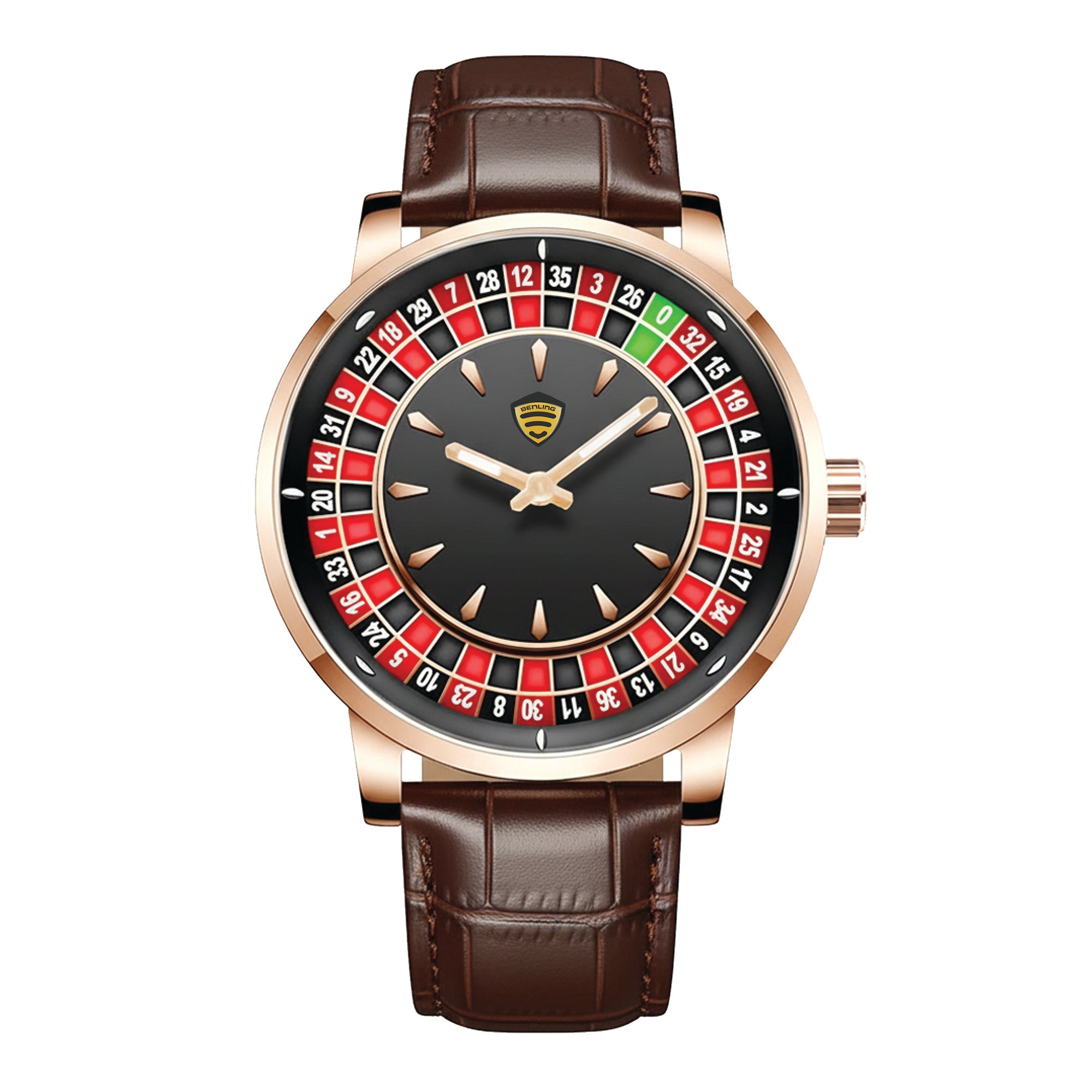 Benling Casino Series – Roulette Quartz Watch with Premium Casino Chips & Roulette Game Map